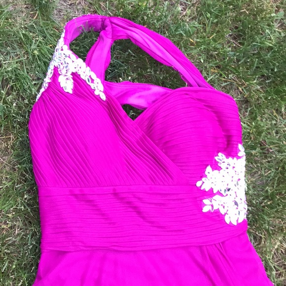 Exquisite Joanna Chen Fuschia one shoulder maxi dress size 6 prom wedding - Picture 3 of 8